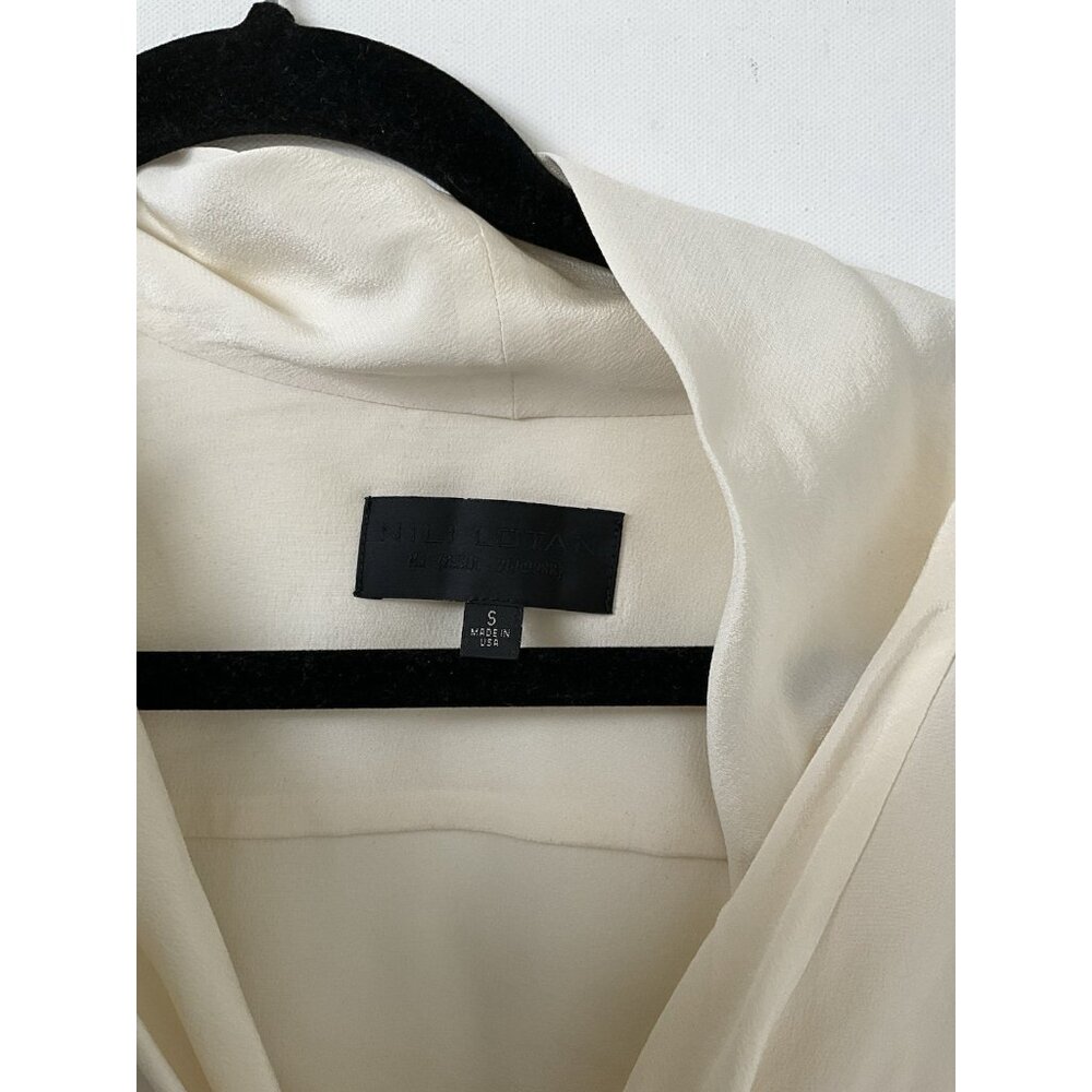 Nili Lotan Colt Ivory Silk Tie Neck Blouse Long Sleeve Made USA 100% Silk - Picture 3 of 7